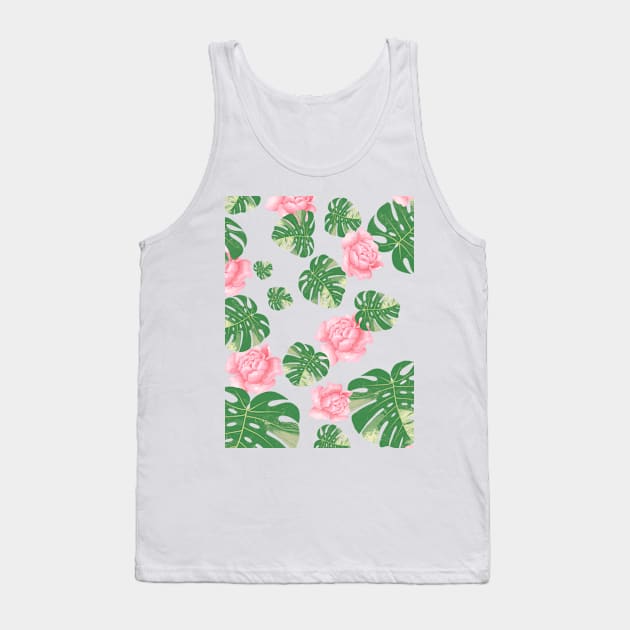 Monstera Thai Constellation and Peonies Tank Top by FranticLimes